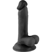 Mr. Rude - realistisk dildo med sugpropp och pungkulor - 17 cm (svart)