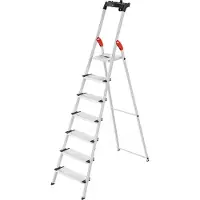 Hailo L80 ComfortLine 8040-707 Aluminium Klappstege med trappsteg inkl. verktygsbricka Arbetshöjd (max.): 3.25 m Silver, Svart, Röd EN 131 7.8 kg