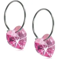 Blomdahl - Ear Ring 14 mm, Pendant Heart, 10mm Rose