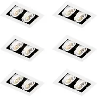 QAZQA Set med 6 moderna infällda spotlights vita 2-ljus justerbara - Oneon 70