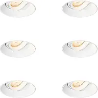 QAZQA Set om 6 moderna infällda spotlights vit GU10 rund ramlös - Oneon