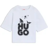 HUGO Kids' loose-fit T-shirt in cotton with logo artwork