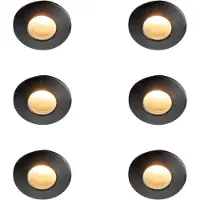 QAZQA Set med 6 moderna infällda spotlights svart IP44 - Gap