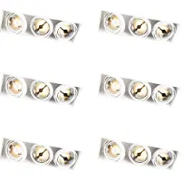 QAZQA Set med 6 infällda spotlights vita AR111 Trimless 3-ljus - Oneon