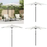 vidaXL Trädgårdsparasol med stång i vitt stål 268x268x226 cm, parasol, utomhusparasol, patio-parasol, paraply, 4005104