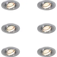 QAZQA Set med 6 moderna infällda spotlights stål - Rondoo