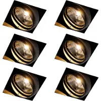QAZQA Set med 6 infällda spotlights svart GU10 AR111 Trimless - Oneon