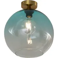 QAZQA Art Deco taklampa mässing med blått glas - Sandra