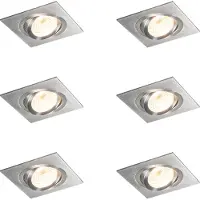 QAZQA Set med 6 infällda spotlights stål lutningsbara - Lock 1