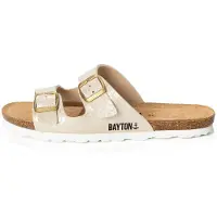 Bayton Pantolette 'Astrakan' beige / guld / svart