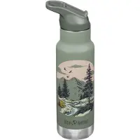 Klean Kanteen Kids' Classic Insulated Water Bottle with Flip Seal Sport Cap and Straw Mountain Scape