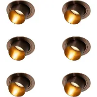 QAZQA Set med 6 moderna infällda spotlights mörkbrons runda lutningsbara - Installa