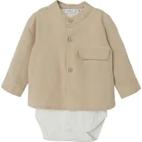 Name it Skjortbody l/ä - NbmFaher - Hummus - - 56 - Body L/Ä
