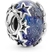 Pandora Galaxy Blue & Star Murano Sterling silver glittery blue Murano glass berlock 790015C00