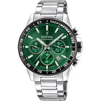 Festina Timeless Kronograf Rostfritt Stål Grön Urtavla Kvarts F20560-4 100M Herrklocka grön