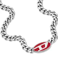 Diesel Halsband röd / silver / vit