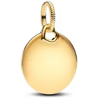 Pandora Moments Engravable round 14k gold-plated berlock 368610C00