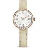 Swarovski Certa Serie Klocka Kvartsverk Läderarmband 30*30mm Vit Urtavla Vattentålig 50 Meter Damklockor 5672968 White Dial