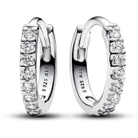 Pandora Timeless Sparkling Huggie Sterling silver, Clear cubic zircoa hoops 293015C01