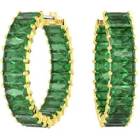 Swarovski Matrix Stora Rektangulära Slipade Guldpläterade Örhängen Damörhängen Grön 5658651 Box (Random Color)