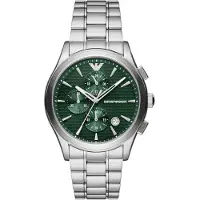 Emporio Armani Watch - Herr - AR11529 - Silver Rostfritt stål - 42 mm - Grön - 5 bar