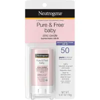 Neutrogena Pure & Free Baby Mineral Sunscreen Stick med bredspektrum SPF 50 & zinkoxid Vattenbestndig hypoallergen paraben- Frg- och PABA-fri B