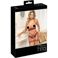 Abierta Fina - bh-set med kedjor - röd