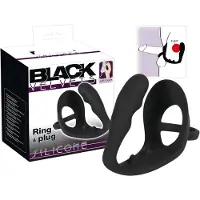 Black Velvets - analdildo med penisring och pungslinga - svart
