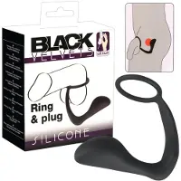 Black Velvets - analplugg med penisring - svart