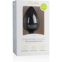 EasyToys Diamond - analplugg med vit sten - stor - svart