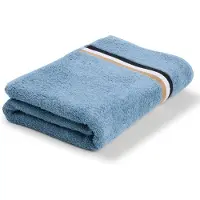 BOSS Cotton bath towel with signature-stripe border