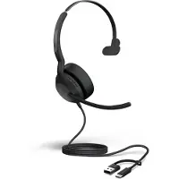 Jabra Evolve2 50 UC Mono - Headset - på örat - kabelansluten - aktiv brusradering - USB-C, USB-A - UC-certifierad