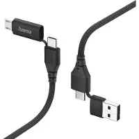 Hama USB-kabel USB 2.0 USB-A kontakt, USB-C-kontakt, USB Micro-A kontakt 1.5 m Svart Polymer beläggning 00201537