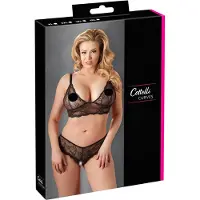 Cottelli Plus Size - bh set med spets - svart