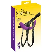 Sweet Smile SMILE - strap-on dubbel dildo med byxa - silikon lila/svart