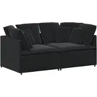 vidaXL Modulsoffa med kuddar sammet svart