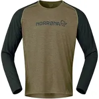 Norrøna - MTB-kläder - Fjora Equaliser Lightweight Long Sleeve M'S Olive Night för Unisex - Storlek S - Khaki
