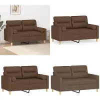 vidaXL 2-sits soffa med prydnadskuddar brun 120 cm tyg