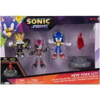 Sonic The Hedgehog Sonic Prime 2.5 " Figur Multipack med Sonic Tails Nine & The Prism Shard med Display Base!