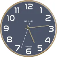 Unilux 400165110, Vägg, Analogt ur, Rund, Bok, Blå, Trä, Glas