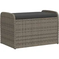 vidaXL Förvaringsbänk med dyna grå 80x51x52 cm konstrotting