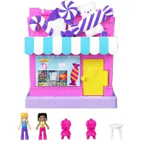 Polly Pocket Pollyville Sweet Store Dockor och lekset minileksaker med 2 mikrodockor och 3 tillbehr HNB03