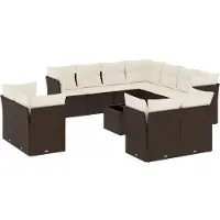 vidaXL Loungegrupp för trädgården med dynor 12 delar konstrotting brun
