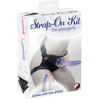 You2Toys - strap-on set - dubbeldildo kit - svart