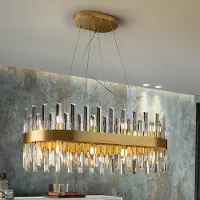 Schuller Valencia Glas pendellampa Grace, Mässing / guld, Vardagsrum / matsal, Metall, Pendellampa