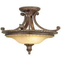 Elstead Lighting Taklampa Stirling, dimbar, Brun / mässing, Vardagsrum / matsal, Metall, Antik, Taklampa