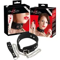 Bad Kitty - halsband och koppel - silikon - svart