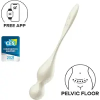 Satisfyer Love Birds 1 - App-styrda vibrerande geishakulor (vit)