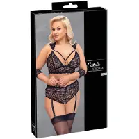 Cottelli Bondage Plus Size - spets bh-set (svart) - 3XL