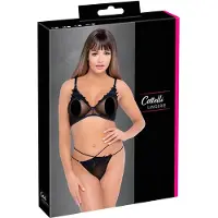Cottelli - Transparent spets-bh set (svart)